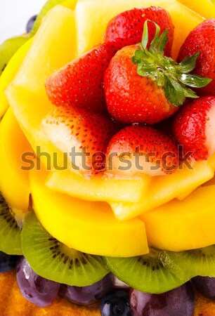 Foto stock: Frutas · tarta · fresa · de · uva · postre · kiwi