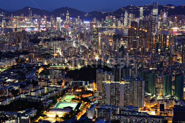 Hong Kong gebouw licht Blauw reizen skyline Stockfoto © leungchopan