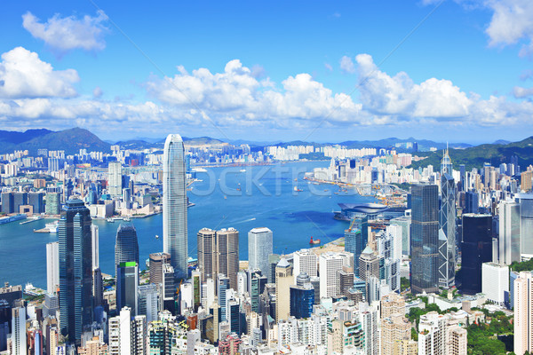 Hongkong Skyline Business Himmel Wolkenkratzer finanziellen Stock foto © leungchopan