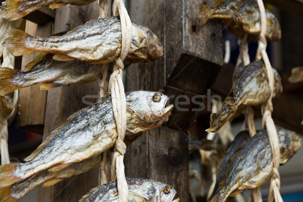 Salgado peixe textura mercado corda rei Foto stock © leungchopan