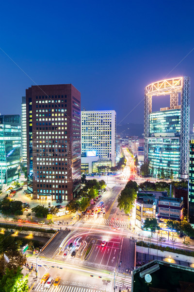 Seul noite da cidade negócio estrada edifício cidade Foto stock © leungchopan