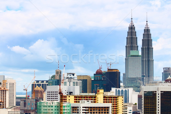 Куала-Лумпур Skyline бизнеса небе город синий Сток-фото © leungchopan