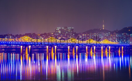 Seul Night City podróży panoramę rzeki architektury Zdjęcia stock © leungchopan