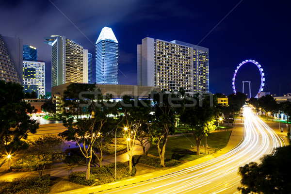 Singapore skyline nacht business hemel stad Stockfoto © leungchopan