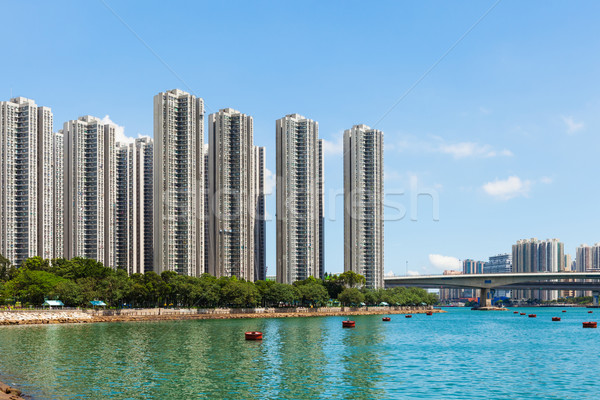 Foto stock: Residencial · distrito · Hong · Kong · edificio · mar · puente