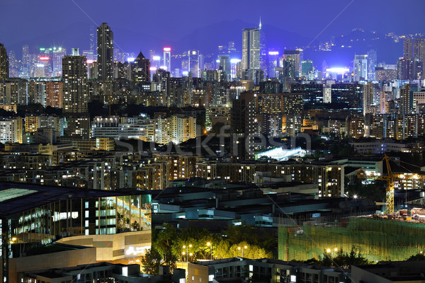 香港 擠 建築物 夜 業務 天空 商業照片 © leungchopan