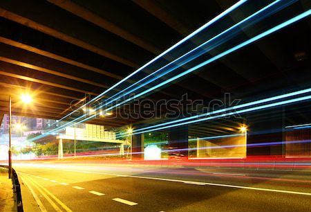 Noite semáforo trilha estrada cidade abstrato Foto stock © leungchopan