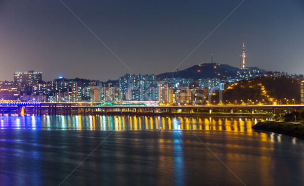 Сеул Skyline воды город морем горные Сток-фото © leungchopan