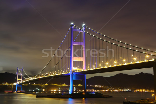 night scene of Tsing Ma bridge Stock photo © leungchopan