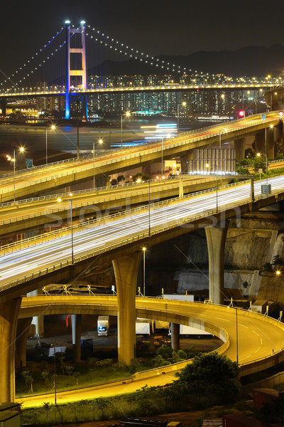 Most noc niebo budynku niebieski autostrady Zdjęcia stock © leungchopan