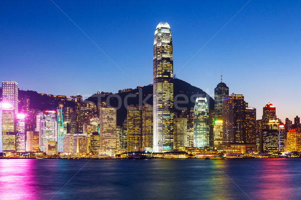 Hong Kong noite edifício paisagem urbano linha do horizonte Foto stock © leungchopan