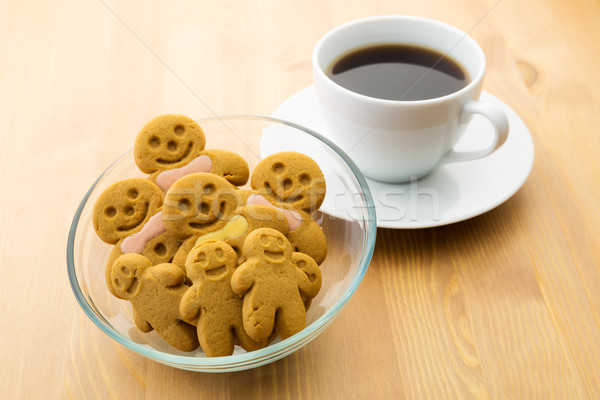 Gingerbread men and coffee Stock photo © leungchopan