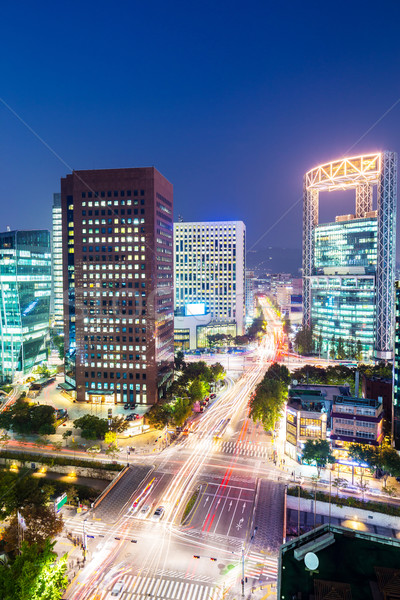 Seoul Night City business strada costruzione città Foto d'archivio © leungchopan