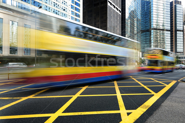 總線 街頭 汽車 道路 藍色 商業照片 © leungchopan