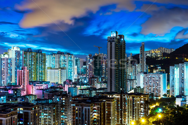 Stedelijke stad Hong Kong home vogel nacht Stockfoto © leungchopan