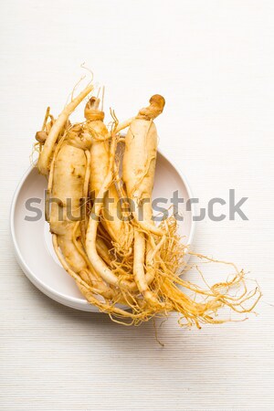 Fraîches ginseng blanche bol alimentaire médecine Photo stock © leungchopan