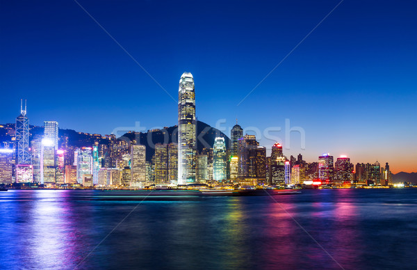 Hongkong Stadt Himmel Wasser Gebäude Meer Stock foto © leungchopan