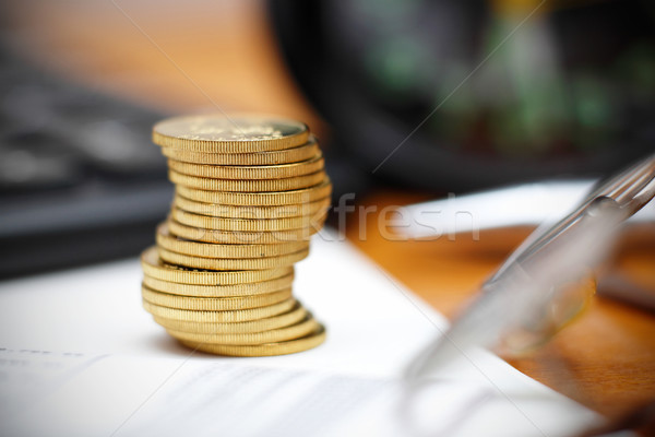 Megtakarítás terv üzlet pénz fém kék Stock fotó © leungchopan