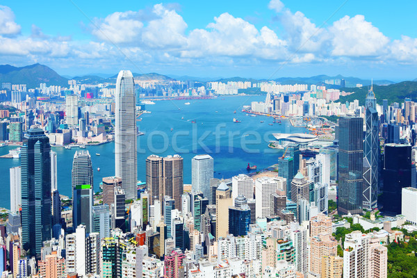 Hongkong Skyline Business Himmel Wolkenkratzer finanziellen Stock foto © leungchopan