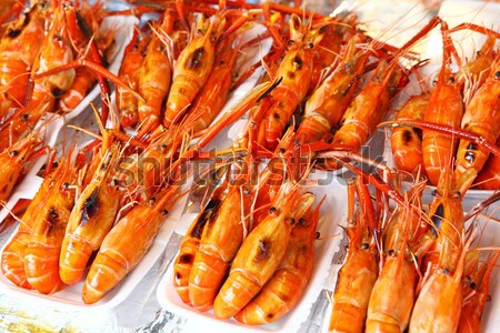 Grilled prawn on food market Stock photo © leungchopan
