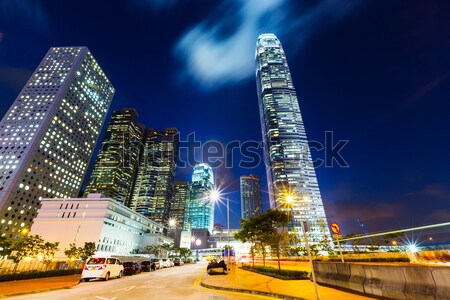 Hong Kong gece iş Bina şehir ufuk çizgisi Stok fotoğraf © leungchopan
