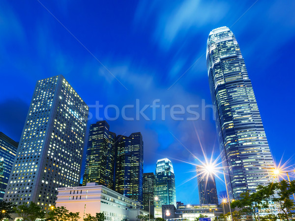 Hong Kong skyline nacht business stad wolkenkrabber Stockfoto © leungchopan