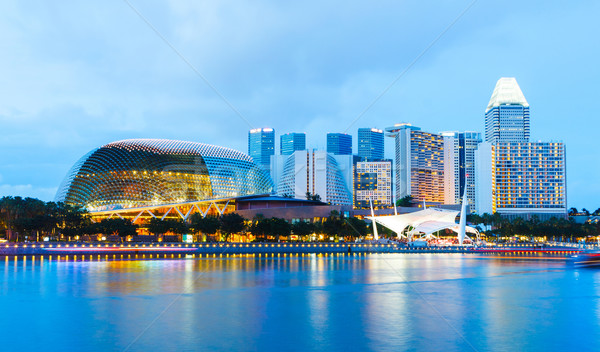 Stok fotoğraf: Singapur · gece · su · şehir · deniz · kentsel