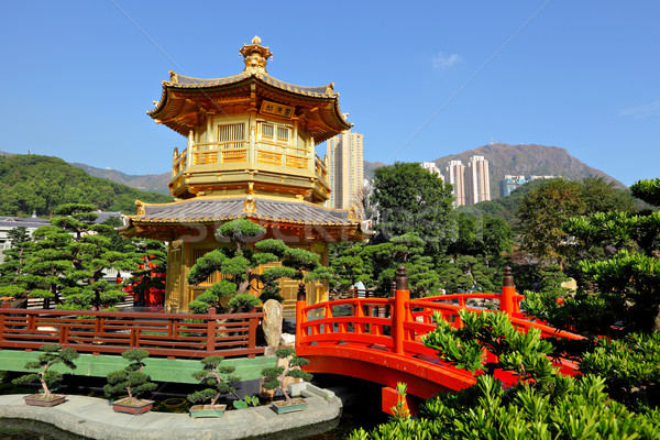 gold pavilion in chinese garden Stock photo © leungchopan