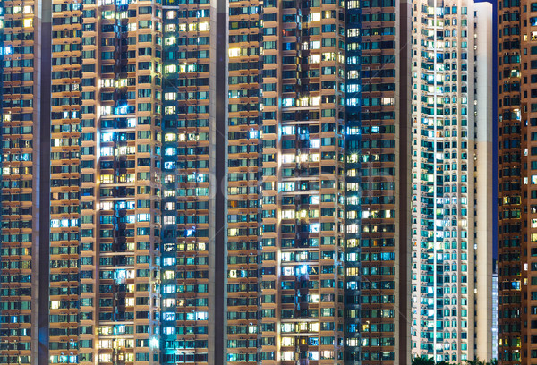 Mehrfamilienhaus Nacht Haus Stadt städtischen Architektur Stock foto © leungchopan