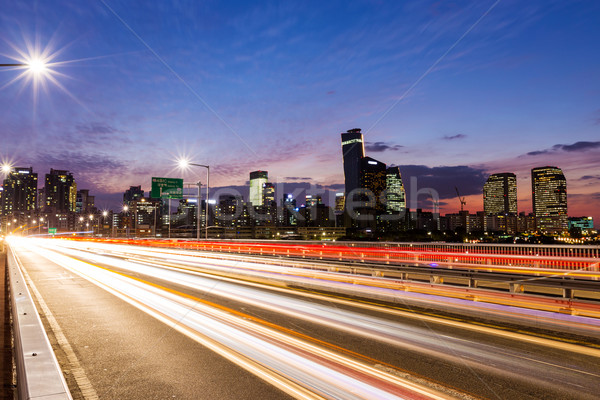 Zajęty ruchu nowoczesne miasta niebo autostrady Zdjęcia stock © leungchopan
