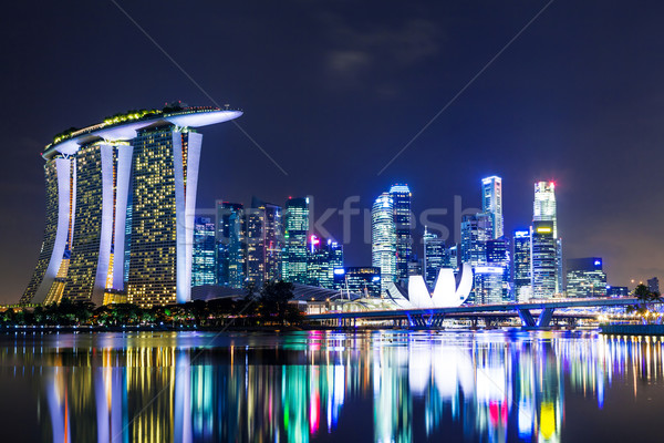 Singapur gece gökyüzü ofis su Stok fotoğraf © leungchopan