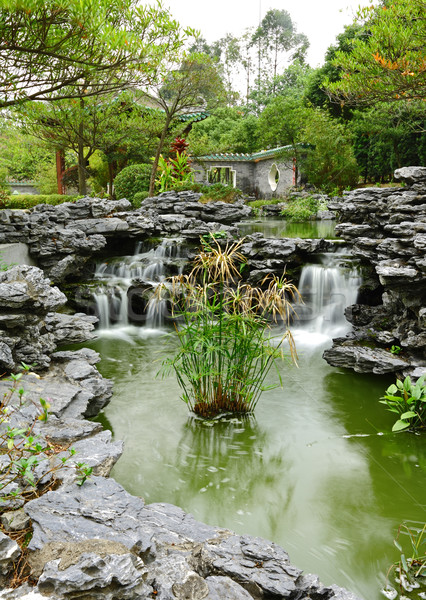 chinese garden with flowing water Stock photo © leungchopan