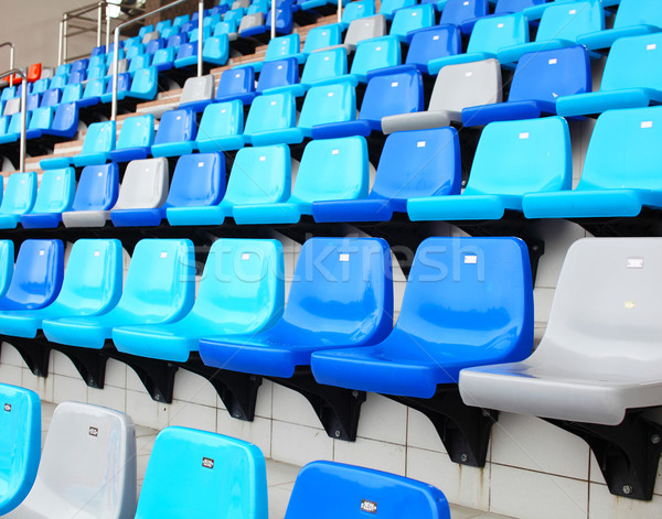 Stockfoto: Zitting · stadion · sport · Blauw · plastic · publiek