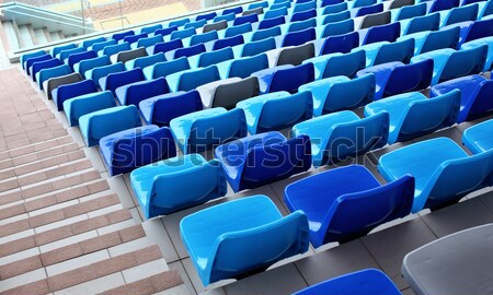 聽眾 座位 體育場 運動 藍色 塑料 商業照片 © leungchopan