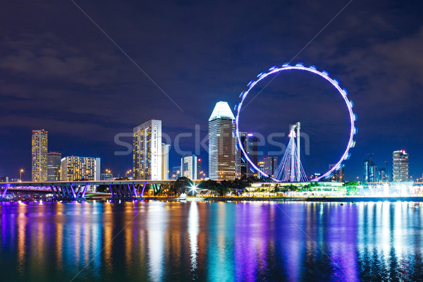 Singapur Nacht Himmel Büro Wasser Stock foto © leungchopan