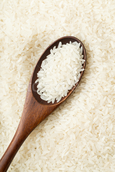 Foto stock: Chinês · branco · arroz · colher · de · chá · madeira · chá