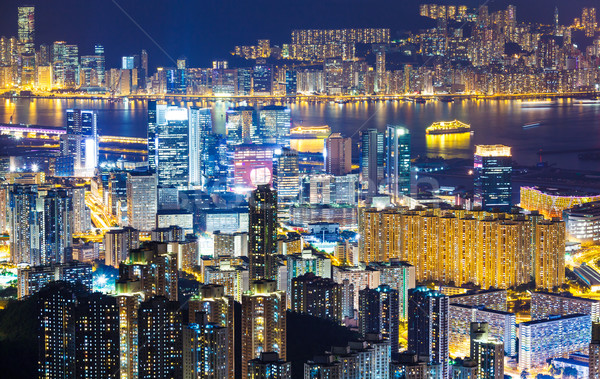 Hong Kong city at night Stock photo © leungchopan