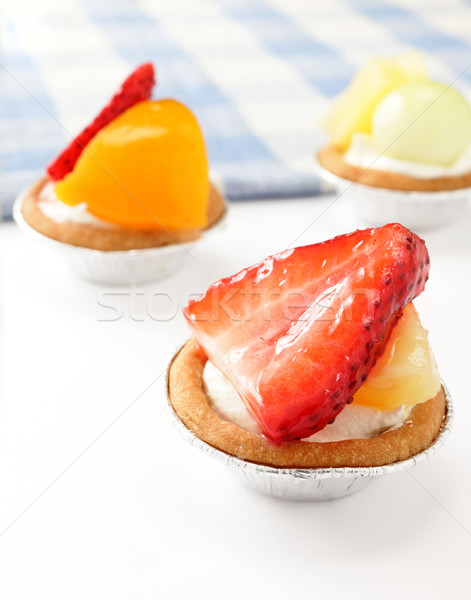 Vruchten taart voedsel ontwerp oranje restaurant Stockfoto © leungchopan