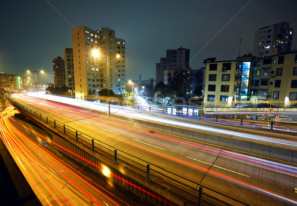 Licht moderne City Night gebouw abstract Blauw Stockfoto © leungchopan