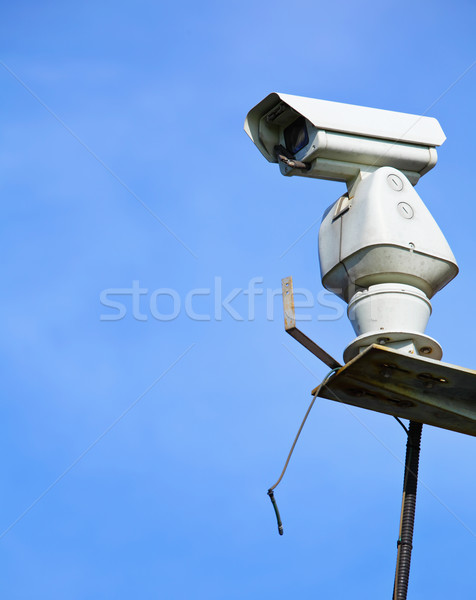 Cctv kék ég technológia kék városi fehér Stock fotó © leungchopan