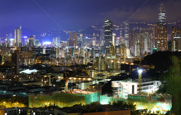 Nacht Hong Kong hemel gebouw landschap Stockfoto © leungchopan