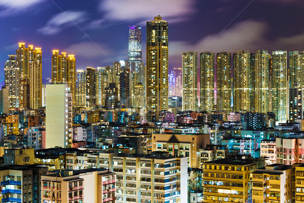 Hong Kong paisaje urbano noche negocios cielo edificio Foto stock © leungchopan