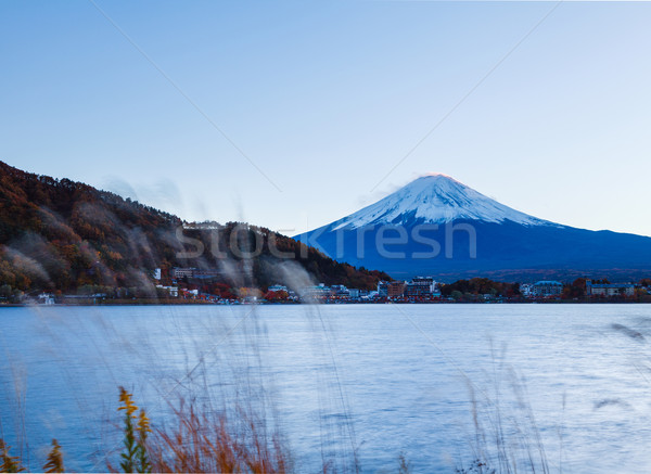 Stockfoto: Fuji · Japan · boom · berg · meer · rivier