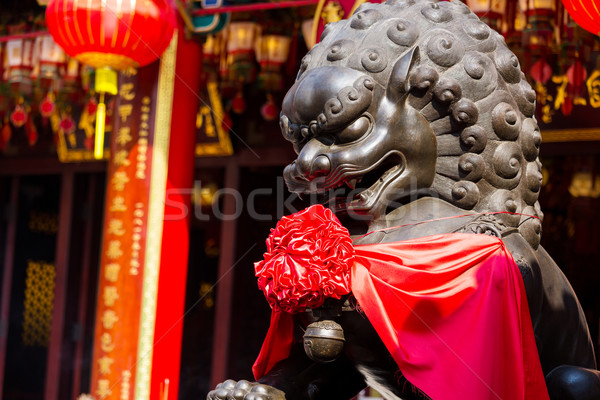 Foto stock: León · estatua · piedra · arquitectura · Asia · historia