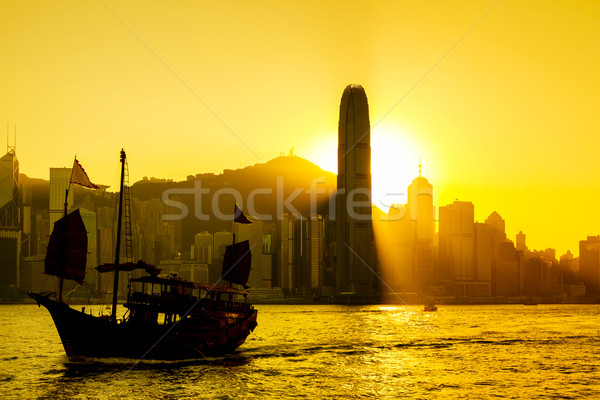 Hong Kong sunset at Victoria Harbor  Stock photo © leungchopan