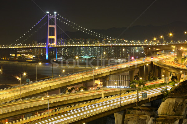 freeway and bridge at night Stock photo © leungchopan