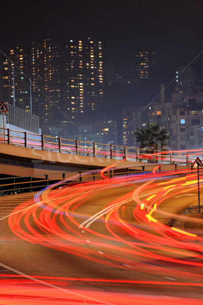 Foto stock: Tráfego · centro · da · cidade · Hong · Kong · negócio · abstrato · luz