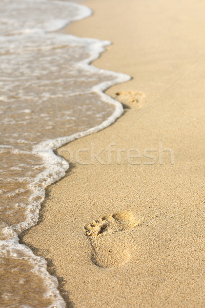 Foot prints on a beach Stock photo © leventegyori