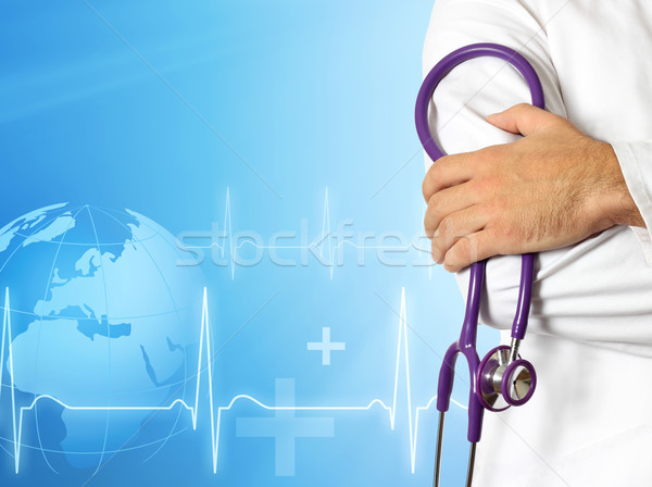 Orvos orvosi kéz egészség Föld gyógyszer Stock fotó © leventegyori