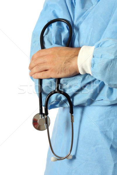 Stockfoto: Arts · Blauw · stethoscoop · hand · gezondheid · geneeskunde